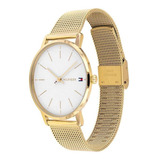 Reloj Tommy Hilfiger Dorado De Mujer Tejido 1782245 Color Del Fondo Blanco