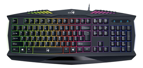 Teclado Gamer Genius Gx Gaming Scorpion K220 Qwerty Español Color Negro Con Luz De 7 Colores