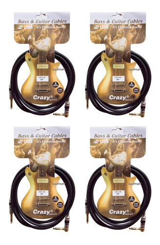 4 Cables Guitarra Bajo Calidad Studio Chapado En Oro 3 Mts