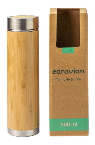 Termos De Bambu 500ml Con Infusor De Acero Para Té Y Café