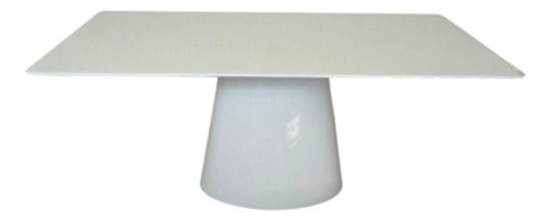 Mesa De Jantar Cone Retangular 140x90 Cm Base Oval Branca