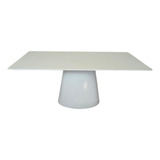 Mesa De Jantar Cone Retangular 140x90 Cm Base Oval Branca