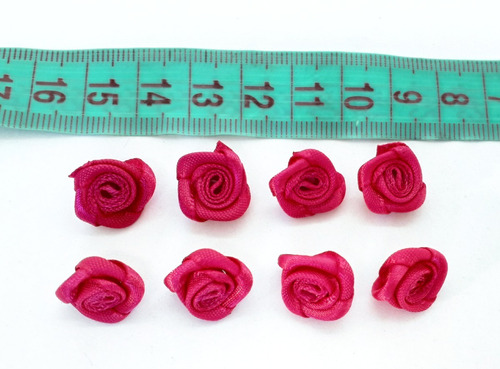 100 Flores De Raso Rococo Rosa 1cm A 13mm. 