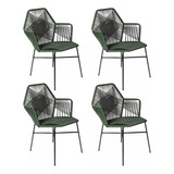 Kit 4 Cadeiras Fibra Sintetica Varanda Area Cozinha Luxo