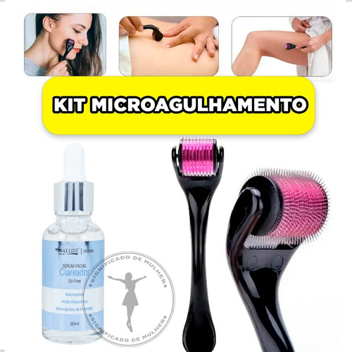 Kit Micro-agulhas Dermaroller Clareia Mancha Pés De Galinha