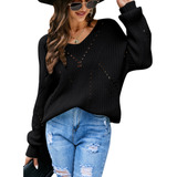 Camiseta Holgada Tejida Con Cuello Para Mujer. Sweaters Out