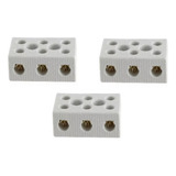 3 Conector De Porcelana Tripolar Cabo 10mm 25a 250v Cerâmico