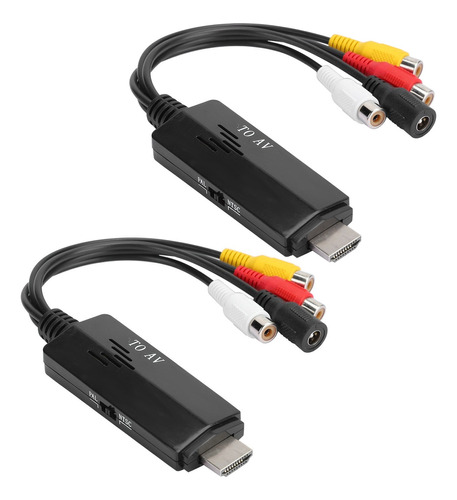 2×cable Adaptador Convertidor Hdmi A Av Rca 1080p Hd, Macho