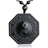 Collar Yin Yang De Obsidiana Negra Para Hombre Y Mujer