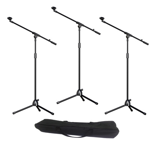 Kit 3 Pedestal Suporte Tripé Girafa P/microfone Vocal C/bag