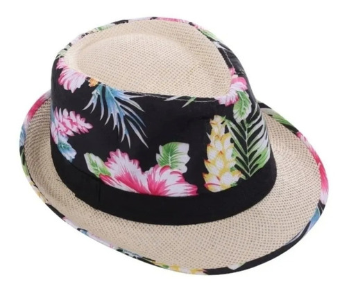 12 Sombreros Panama Tropical Flores Verano Cotillon Novio 