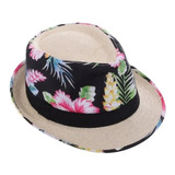 12 Sombreros Panama Tropical Flores Verano Cotillon Novio 