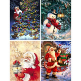 Bordado De Pintura De Diamantes De Navidad Papá Noel 5d Full