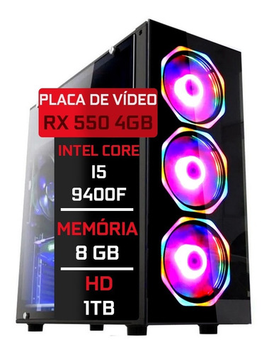 Pc Gamer Fácil Intel I5 9400f 8gb Rx550 4gb Ddr5 1 Tb
