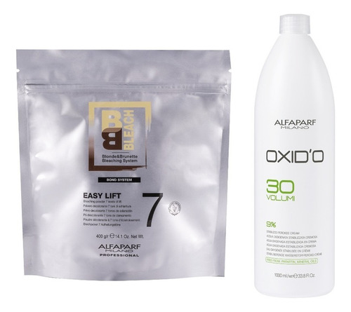  Kit Alfaparf Decolorante 7 Tonos Easy Lift 400g+ Peróxido 1l Tono 30 Vol