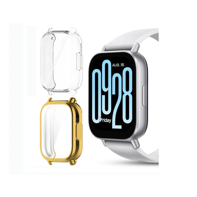 Moeofue 2pz Case Mica Para Redmi Watch 5 Active Protector Funda Vidrio Smart Watch 42mm Transparente+dorado | Meses sin interés