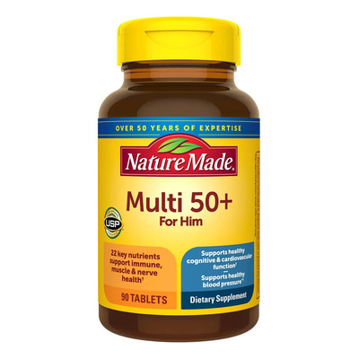 Multivitamínico 50+ Nature Made Con Vitamina D Para Hombre Sabor Sin Sabor que Proporcionan 22 nutrientes clave para el apoyo nutricional diario. Formulado para hombres con vitamina D3 y sin hierro. | Envío gratis