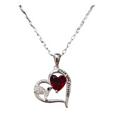 Collar Cadena Colibrí Corazón Rojo Mujer Plata 925 + Caja Re