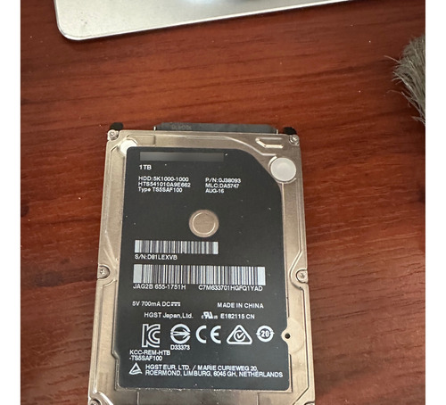 Disco Duro Hgst Para Portátil De 1 Tb