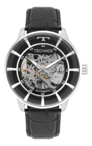 Relógio Technos Masculino Esqueleto Aço Automático Cx Grande