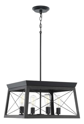 Lámpara De Araña De 4 Luces Con Diseño De Roble Negro Progre