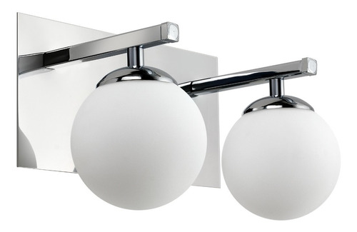 Aplique 2 Luces Elyn Cromo Globo Opal Apto Led G9 Deco