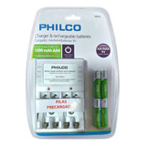 Cargador De Pilas Philco + 4 Pilas Aaa 1200 Mah  Philco 