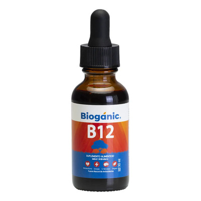 Bioganic Vitamina B12 Líquida Sublingual, Vegana, Sin Azucar, Sin Gluten, Sabor Arándano, 120 Tomas en Envase de 30 mL 12 Mcg Por Toma | Rinde Hasta 4 Meses | Para toda la familia | MercadoLibre