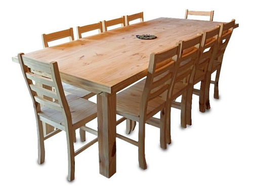 Mesa Comedor 140+ 6 Sillas Madera Pino Reforzadas