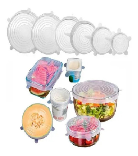 Tapas Silicona Multiuso X6 Ajustable Frutas Verduras Bowls