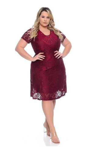 Vestido Midi Renda Plus Size Rodado Feminino Festa Madrinha 