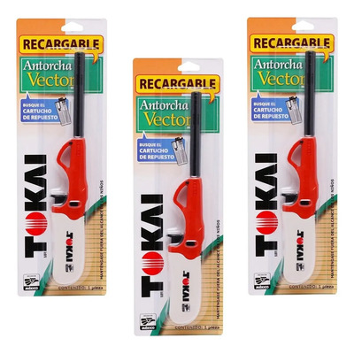 3 Pz - Tokai Encendedor Antorcha Vector Recargable Blister | Envío gratis