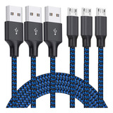Cable Cargador Microusb Para Android Tablets Y Mas 3-pack