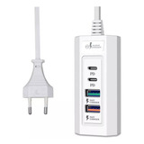 Cargador Usb Multiple 4 En 1 Carga Rapida Tipo C Y Usb 220v 