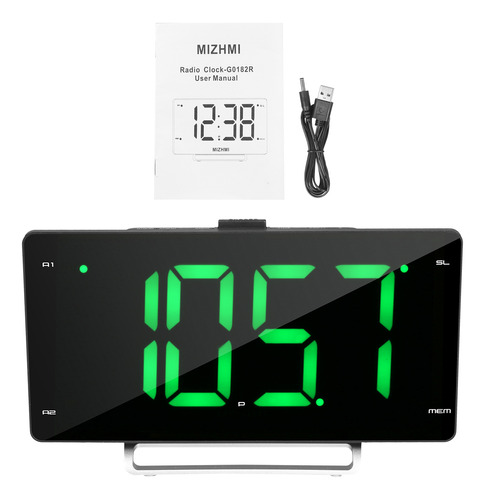 Reloj Despertador Digital Con Radio Fm, Doble Alarma, Pantal