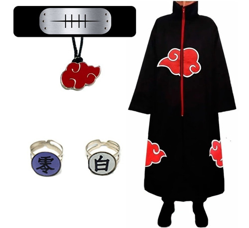 Manto Akatsuki Infantil Com Bandana Colar Anel Pain Konan