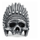 Anillo Calavera Cráneo Cacique Jefe Tribu Acero Inoxidable