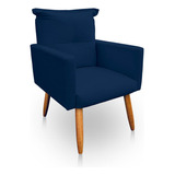 Poltrona Sala Cadeira Escritório Confortável Reforçada Azul