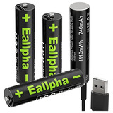 Pilas Aaa Recargables Eallpha 4 Paquetes, 2h De Carga R...