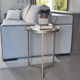 Mesa De Canto Sala Espelho Mesinha Lateral 60x45cm Champagne