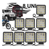 Kit 8 Farol De Milha 16 Leds 48w 12v/24v Off-road 6000k 