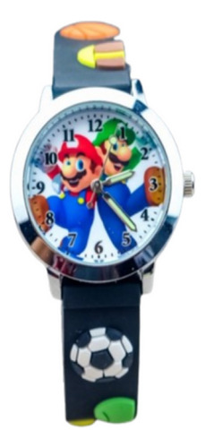 Reloj Super Mario Bros Para Niños Y Niñas Negro Juguete Full
