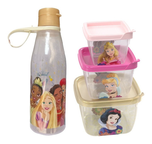 Kit 3 Pote Lanche Biscoitos Marmita + Squeeze 530ml Infantil