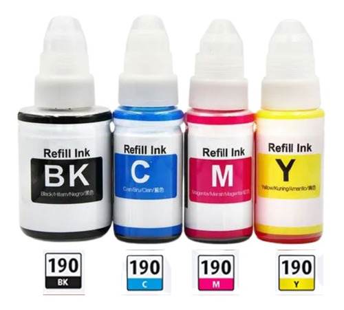 Kit 4x Refil Tinta Gi 190 Compativel Canon G3110 G4100 G3100