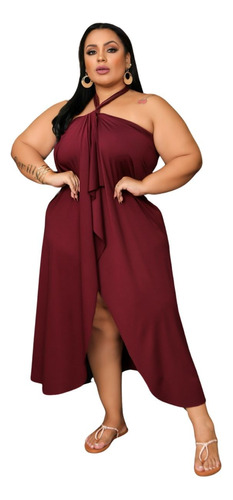 Vestido Feminino Longo Plus Size Saída Multiformas Verão 