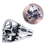 Anillo Para Hombre Calavera Con Huesos Gótico Punk