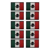 Pack 10 Parches Contactel Pvc Bandera De México Negra 3d