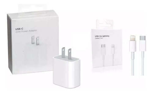 Cargador Cabezal Carga Rapida P/ Apple iPhone 20w + Cable C