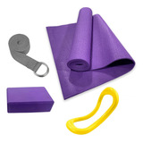 Set Yoga Fitness Pilates Mat Pvc + Anillo Block Cinturon 104