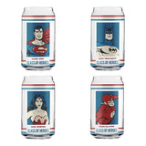 Set 4 Vasos The Justice League Dc Comics Cristal 570 Ml Color Transparente